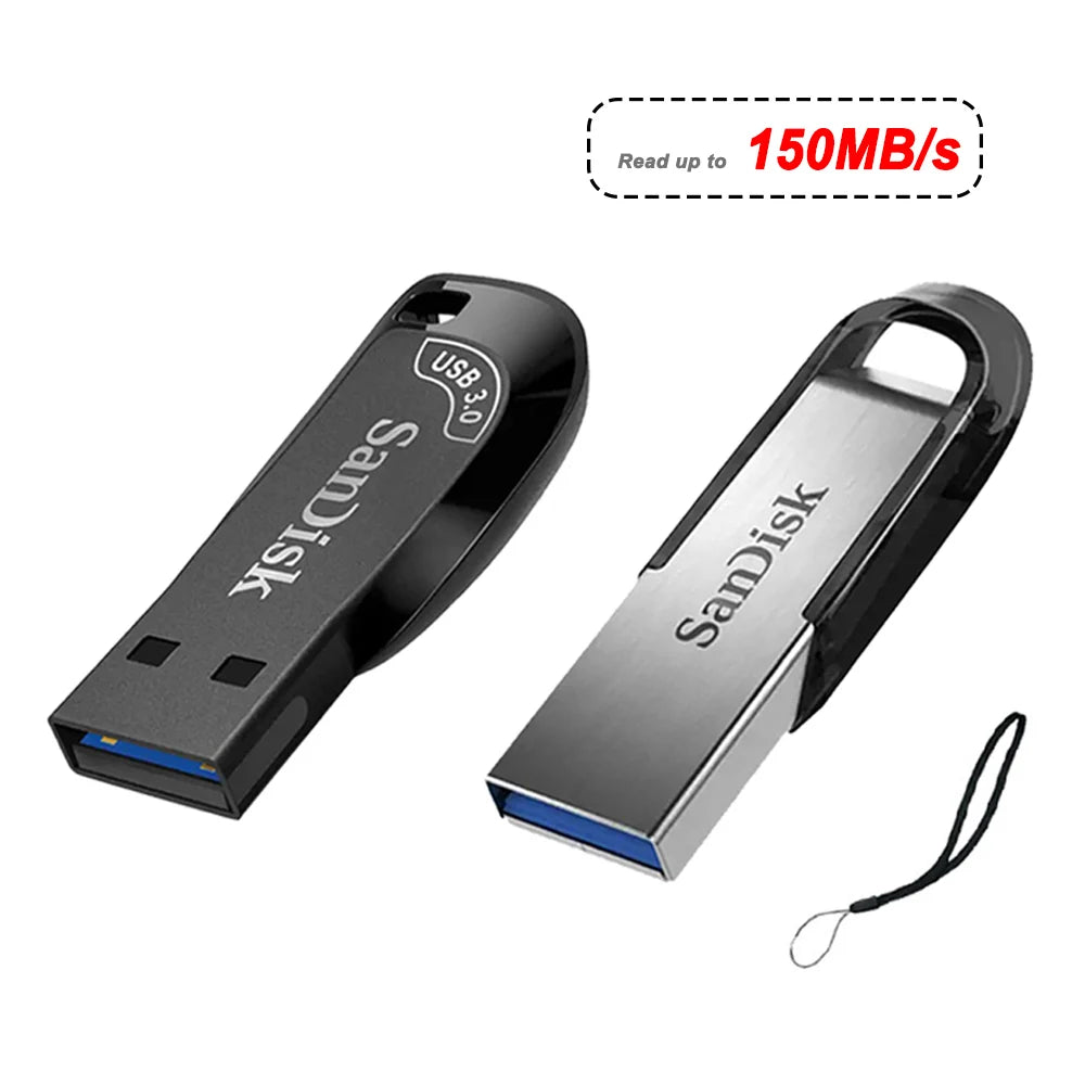 Pen Drive Sandisk USB 3.0/3.2 512GB 256GB 128GB 64GB 32GB Flash Drive, Armazenamento Rápido, USB Stick, Disco Externo de Memória