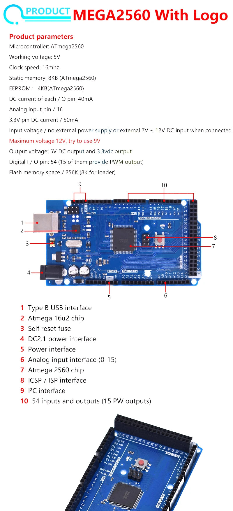 Placa de Desenvolvimento Arduino Mega2560 ATMEGA16U2 / Pro Mini MEGA 2560 com WiFi R3 ATmega2560 Chip CH340G para Arduino UNO R3 e WeMos ESP8266