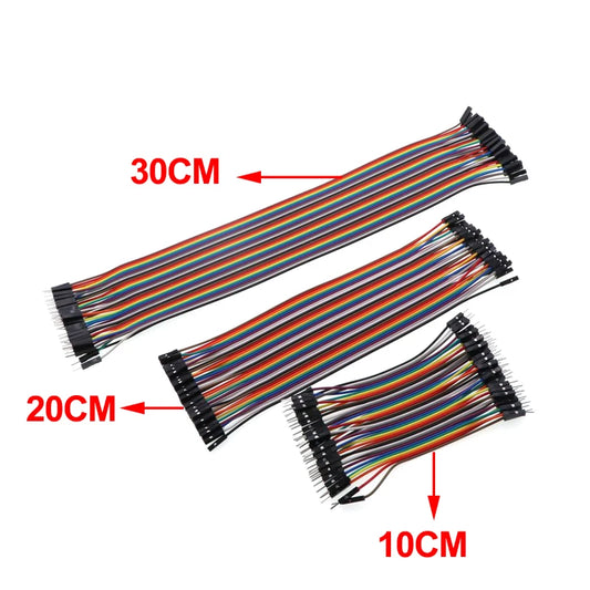 Kit de Cabos Jumper 40 Pinos | Conexões Macho-Macho, Fêmea-Fêmea para Arduino, PCB e Projetos DIY | 10cm, 20cm, 30cm