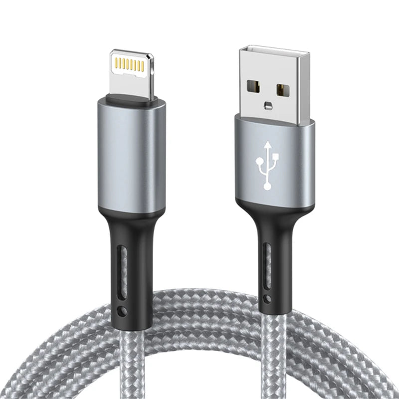 Cabo USB de Carregamento Rápido 3A para iPhone | Compatível com iPhone 14, 13, 12, 11 Pro Max, X, XR, 6s, 7, 8 Plus | Comprimentos de 2m e 3m