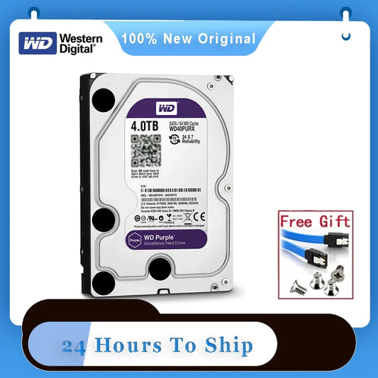 Disco Rígido Interno WD Purple 4TB para Vigilância | 3,5" | 64MB de Cache | SATA III 6Gb/s | 1TB, 2TB, 3TB | HDD para CCTV, DVR e NVR