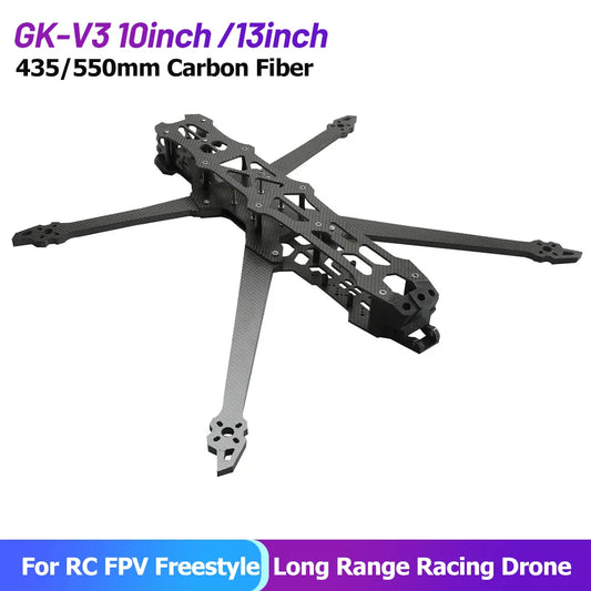 Kit de Estrutura para Drone FPV GK-V3 10inch/13inch 435mm/550mm em Fibra de Carbono para Drones RC FPV Freestyle Long Range Racing Quadcopter