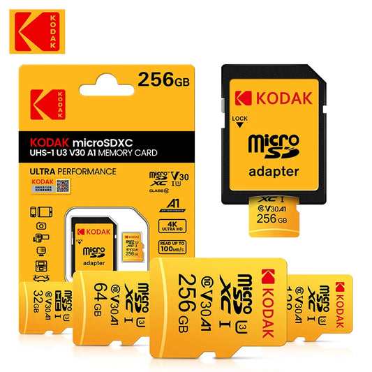 Cartão de Memória Kodak Micro SD 128GB, 64GB, 32GB | Classe 10 U3 | 4K | Alta Velocidade | Flash Drive para Celular, Câmeras e Dispositivos Digitais