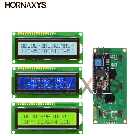 Módulo LCD1602 + I2C Tela Azul / Verde Amarelo 16x2 Caracteres Display LCD PCF8574T PCF8574 IIC I2C Interface 5V para Arduino