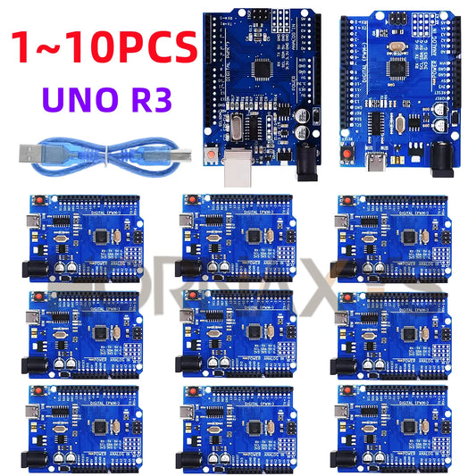 Placa de Desenvolvimento UNO R3 (CH340G) MEGA328P Alta Qualidade + Cabo USB Tipo-C | 1-10 Unidades