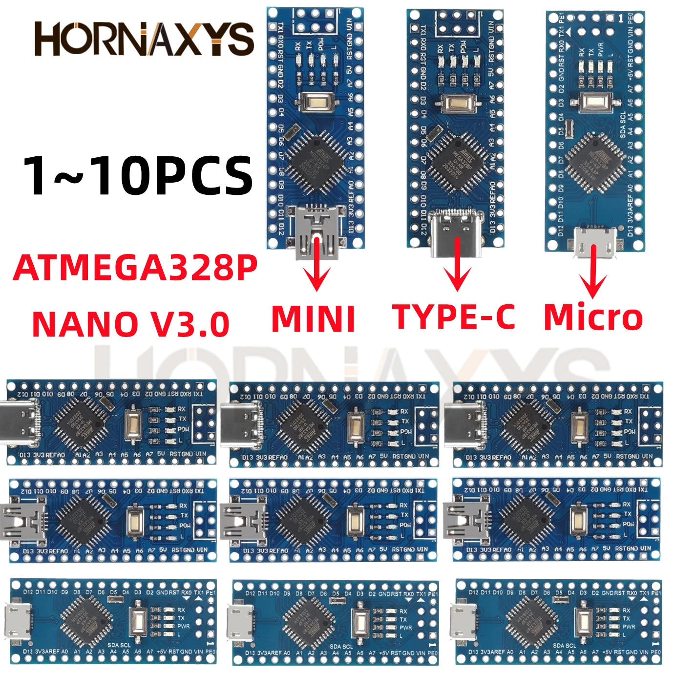 Mini / Type-C / Micro USB Nano 3.0 With the bootloader compatible Nano controller for arduino CH340 USB driver 16Mhz ATMEGA328P