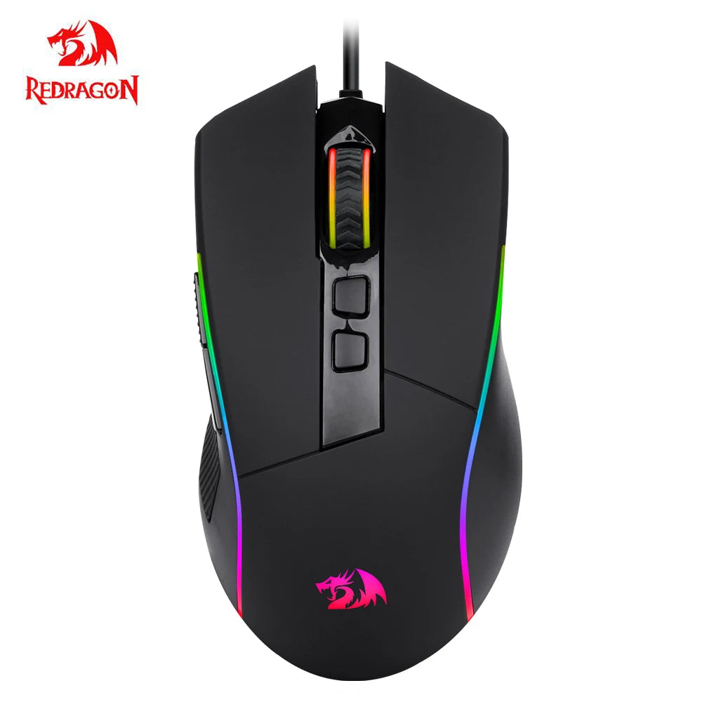 REDRAGON Mouse Gamer com Fio RGB USB 8000 DPI 8 Botões Programáveis Ergonômico para Computador Laptop PC Gamer