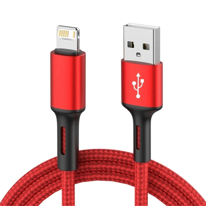 Cabo USB de Carregamento Rápido 3A para iPhone | Compatível com iPhone 14, 13, 12, 11 Pro Max, X, XR, 6s, 7, 8 Plus | Comprimentos de 2m e 3m