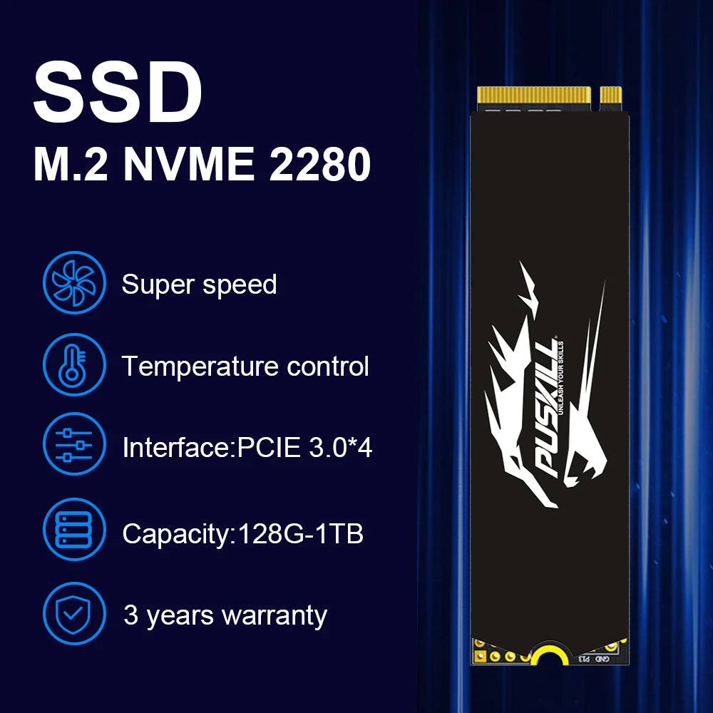 SSD M.2 NVMe 1TB | 512GB | 256GB | 128GB PCIe 3.0 M.2 2280 Disco Rígido Interno Solid State Drive para Laptop e Desktop