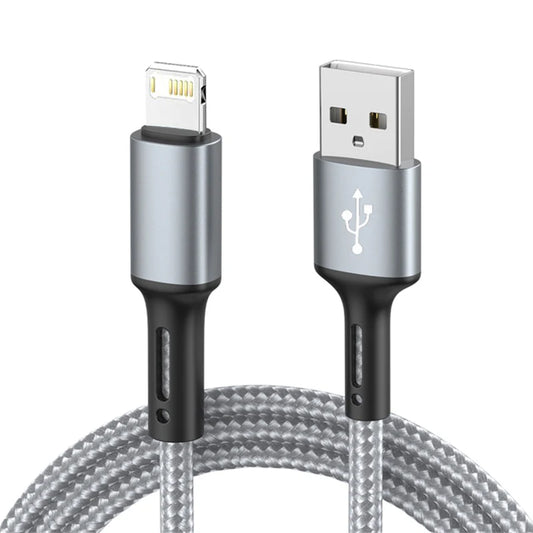 Cabo USB de Carregamento Rápido 3A para iPhone | Compatível com iPhone 14, 13, 12, 11 Pro Max, X, XR, 6s, 7, 8 Plus | Comprimentos de 2m e 3m