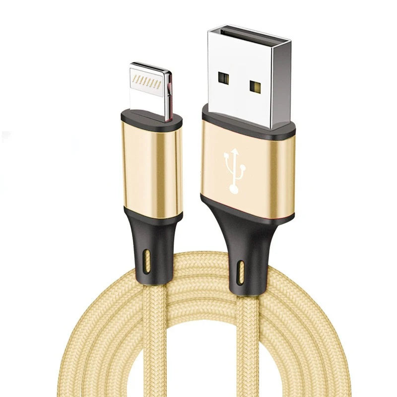 Cabo USB de Carregamento Rápido 3A para iPhone | Compatível com iPhone 14, 13, 12, 11 Pro Max, X, XR, 6s, 7, 8 Plus | Comprimentos de 2m e 3m